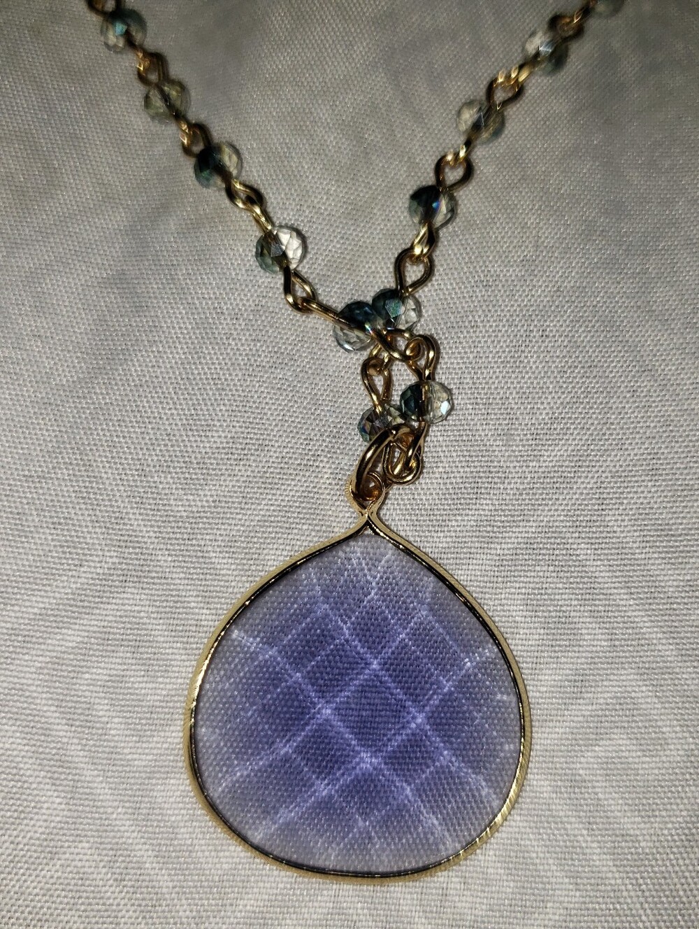Lonna & Lilly Necklace Gold Purple Glass Teardrop Leaf Pendant Womens Jewelry - Picture 4 of 4